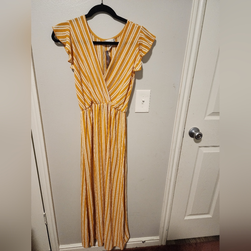 Maxi Yellow and White Dress NWT